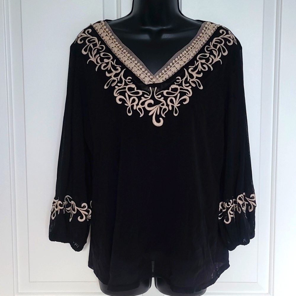 Alfani black long sleeve Blouse L